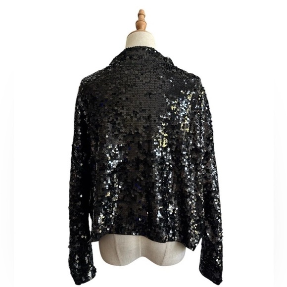 Anthropologie Alani Cashmere Mock Neck Sweater Sequin Edition Black Size XS New - Picture 5 of 10